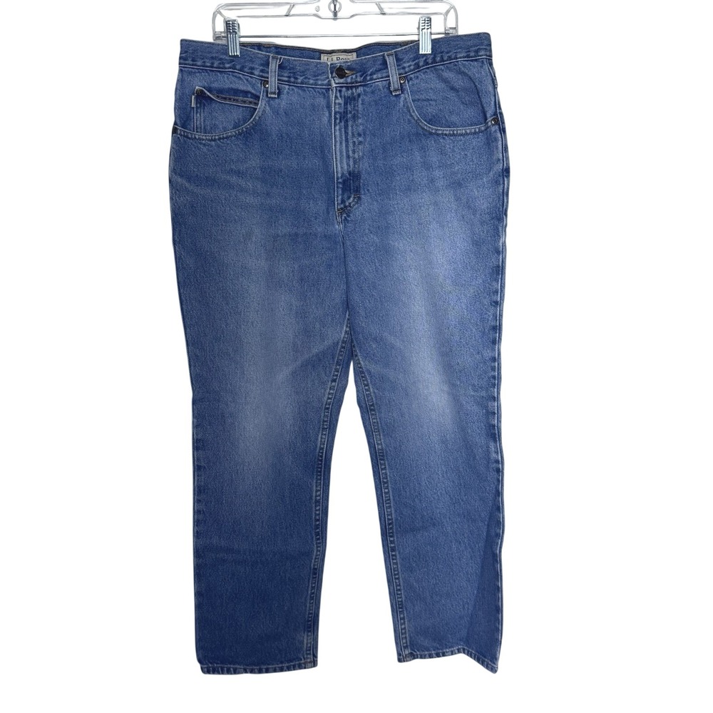 LL Bean Classic Fit Mens Blue Denim Jeans 36x28 Medium Wash 100% Cotton 220626